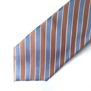 Black Brown 1826 Silk Tie Peach Periwinkle Blue Stripes